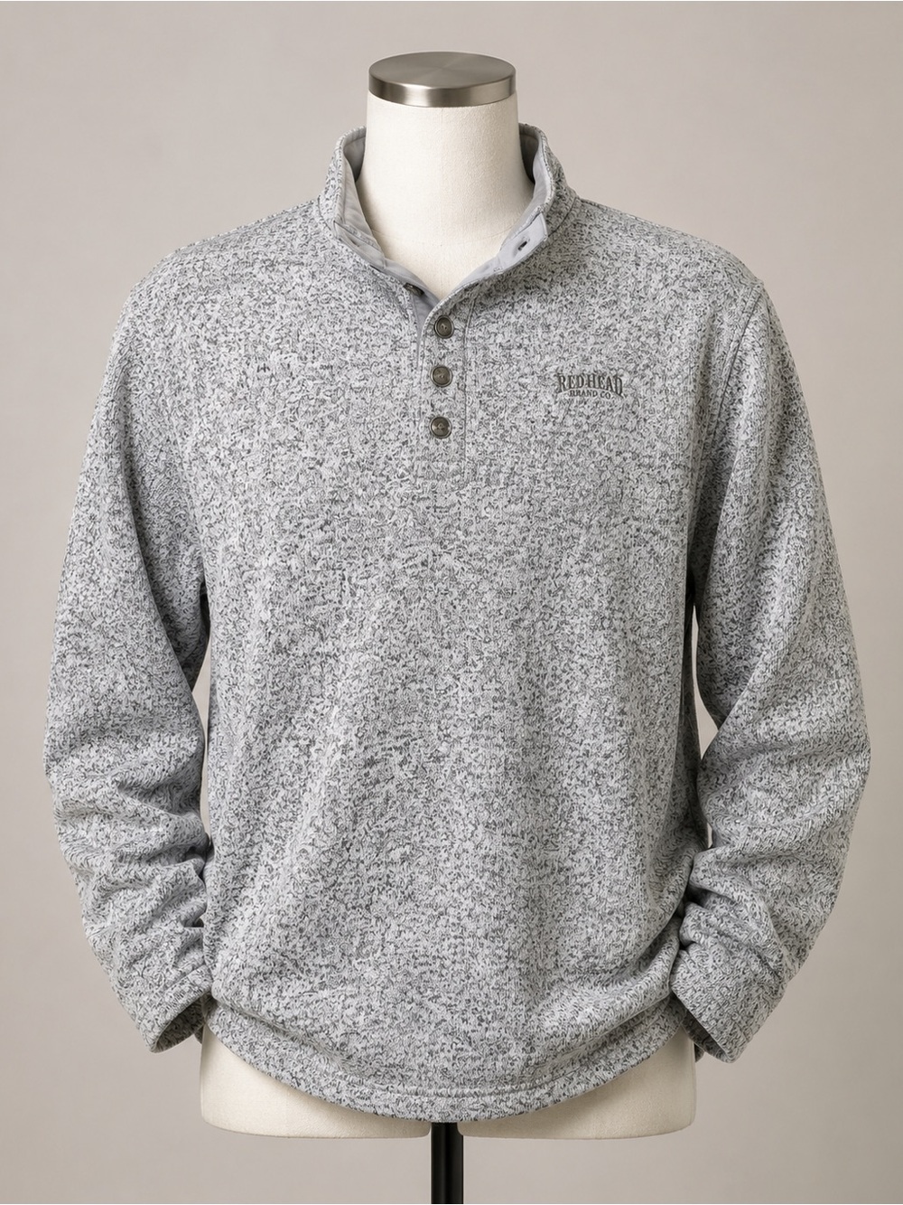 RedHead Brand Co. 3XL Gray Marled Fleece Henley Pullover Sweatshirt